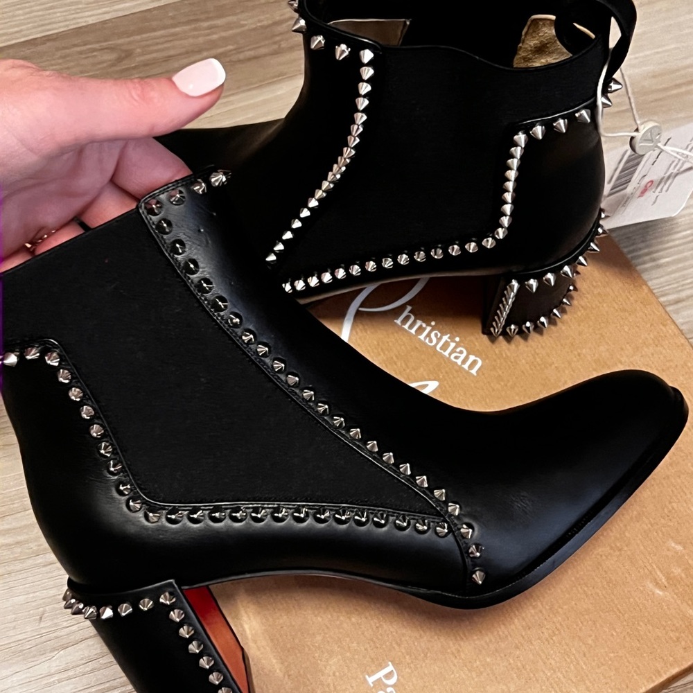 Christian Louboutin Black Studded Ankle Boots